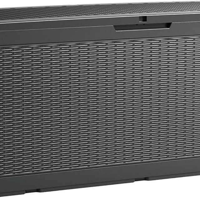 DRATO 100 Gallon Large Deck Box, Outdoor Storage Box for Patio Furniture, Patio Cushions, Gardening Tools, Pool Supplies,660lbs Weight Capacity,Waterproof Resin Storage Boxes