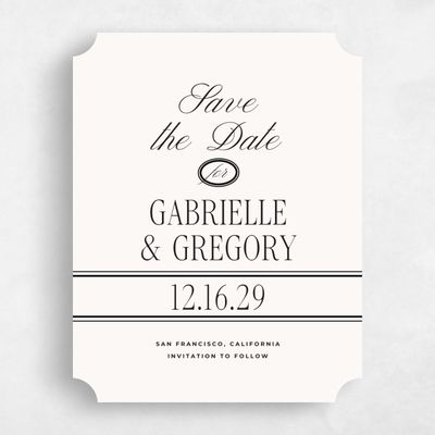 Beige Ticket Wedding Save the Date - Querido Portrait