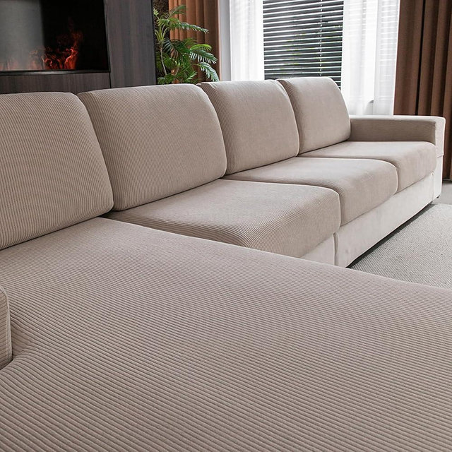 OHSIO Sectional Couch Covers, Wear Resistant Stretch Sofa Covers Washable Soft Couch Cushion Covers Anti Slip Furniture Protector Sofa Slipcovers for Pets (1 Piece Back Couch Cover, Light Brown)