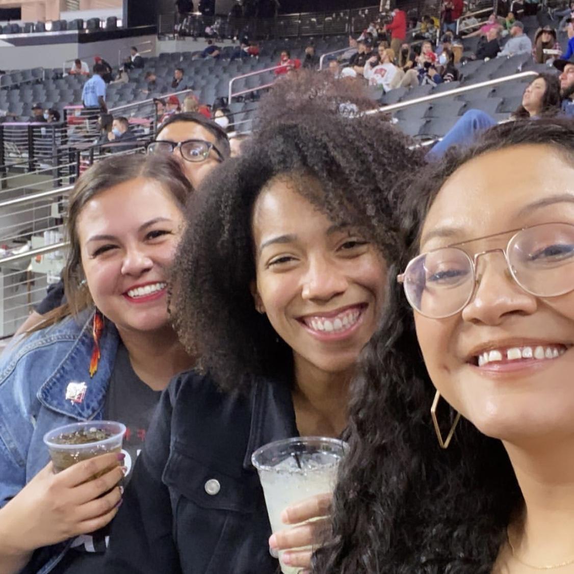 E, Em, Sydney and Des at a UNLV Football game at Allegiant Stadium