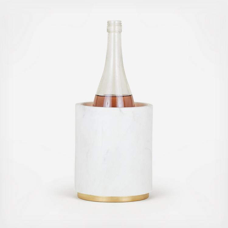 Brass & White Marble Utility Wine Cooler/Canister