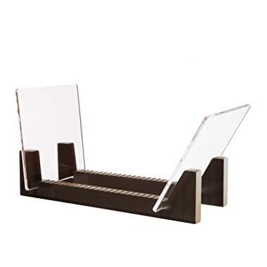 KAIU Vinyl Record Storage Holder - Stacks up to 50 Albums, 7 or 12 inch - Solid Wood Stand with Clear Acrylic Ends - Display Your Singles and LPs in This Modern Portable Rack Unit - Patent Pending