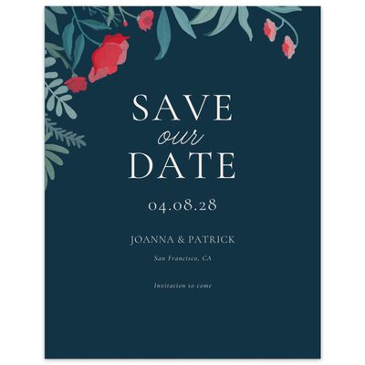 Blue Greenery Wedding Digital Save the Date - Blysse Portrait