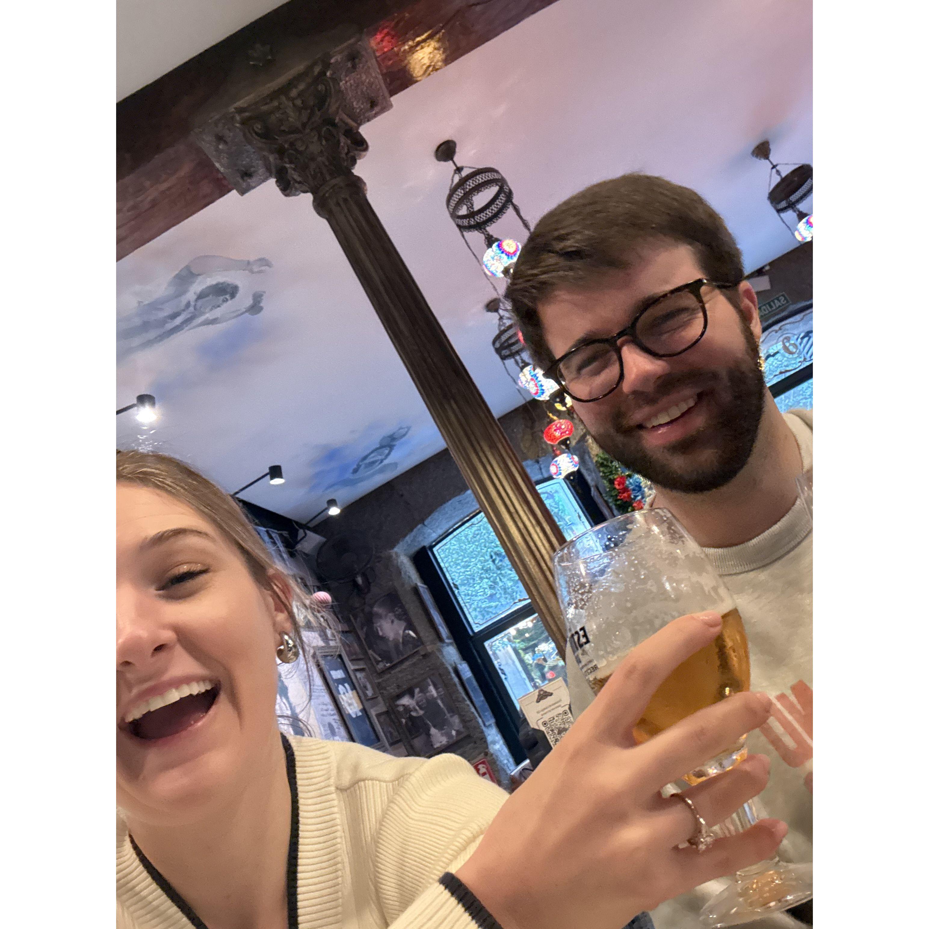 After 12 hours of travel and 2 hours of sleep, we looked at each other—and went straight to the Madrid pub. Cheers to always being on the same page and becoming travel partners for life!