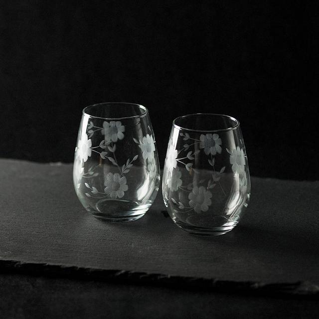 Stemless Floral Glasses