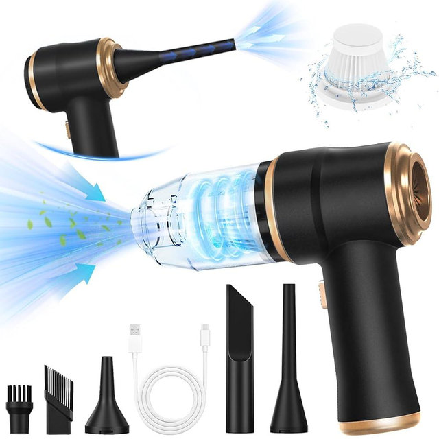 BELIBUY Mini Car Vacuum Portable Cordless Handheld Vacuum Cleaner and Air Duster 2 in 1 with Multi-Nozzles for Car, Computer, Sofa, Office, Pet, Home