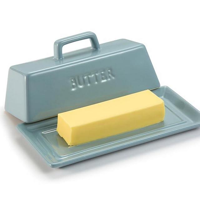 Kook Ceramic Butter Dish with Lid, Kitchen Countertop Butter Keeper, Serving Tray with Cover, Storage Container, Holds 1 Stick, Microwave and Dishwasher Safe, Carolina Blue