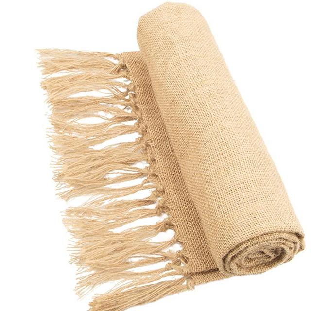 ANQLRMD Burlap Table Runners with Macrame 12 x 72inches Long, Durable & Natural, Eco-Friendly Burlap Fabric for Boho, Rustic, Farmhouse, Easter, Spring Table Setting Décor, House Warming Gift