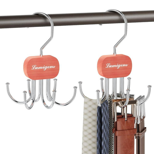 Cedar Wooden Belt Hanger, Belt Organizer for Closet,Rotatable Tie Rack,Belt Holder,Hanging Closet Storage Hook for Belt, Bra, Tank Top, Tie, Scarf, Purse, 1PCS