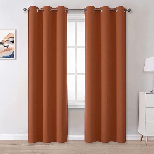 Blackout Curtains 84 Inch Length Thermal Insulated Dark Orange Room Darkening Bedroom Curtains -Burnt Orange, Set of 2 Curtain Panels, 42 by 84, Grommet