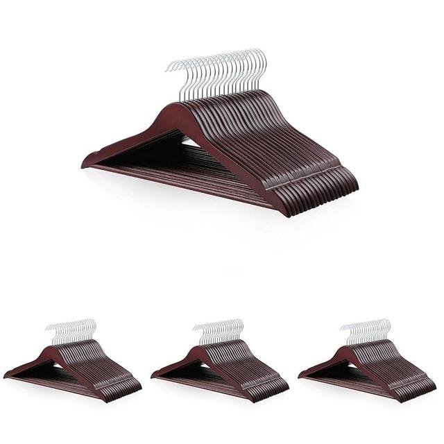 Amazon Basics Durable Wooden Suit Clothes Hangers - Cherry, 80-Pack