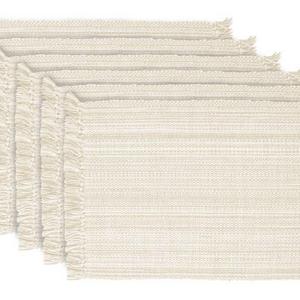 DII Tonal Fringe Placemat, Set of 6, Variegated Off White - Perfect for Fall, Thanksgiving, Dinner Parties, Weddings, Showers and Everyday Use