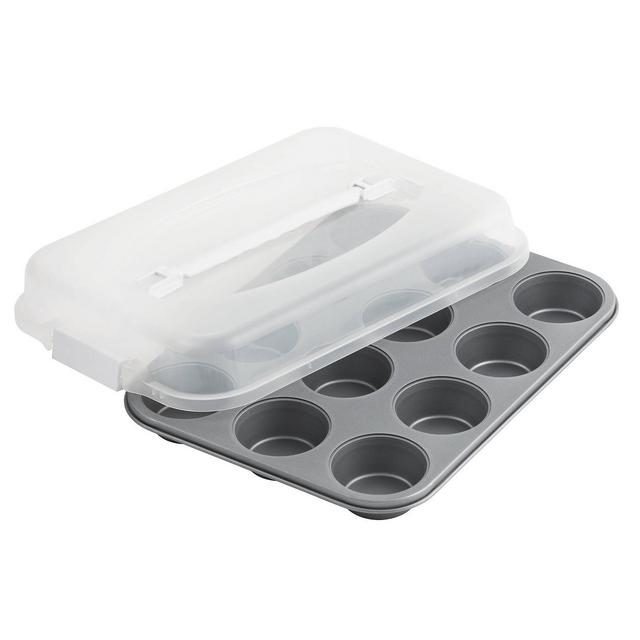 OvenStuff 12 Cup Non Stick Muffin Pan with Lid
