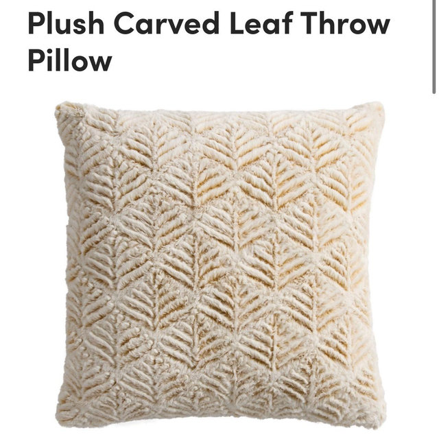 Plush Carved Leaf Throw Pillow - World Market