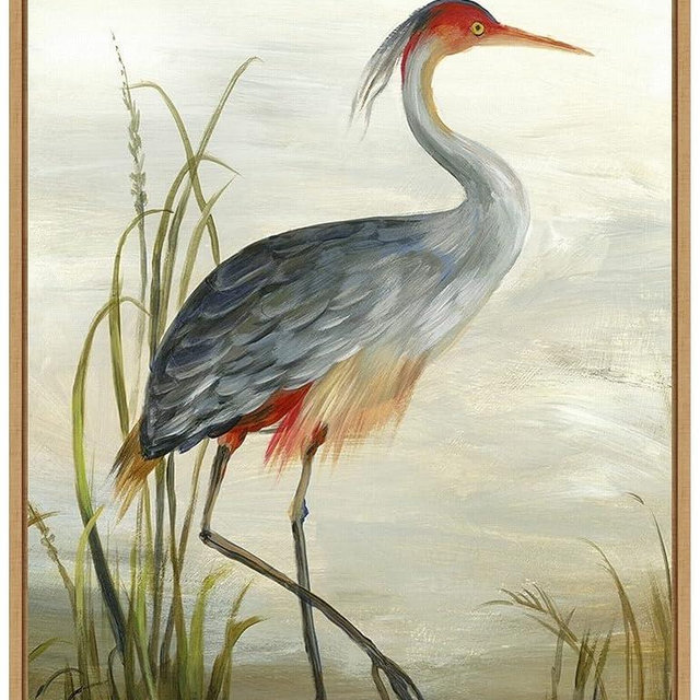 Amanti Art Framed Canvas Wall Art 24x18 Grey Heron by Aimee Wilson, Framed Wall Art Canvas, Animals Artwork, Modern Contemporary Decor, Medium Poster Painting for Living Room, Bedroom, Bathroom