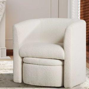 Barrel Chair with Storage Ottoman Set