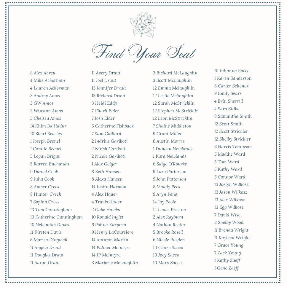 Seating Chart