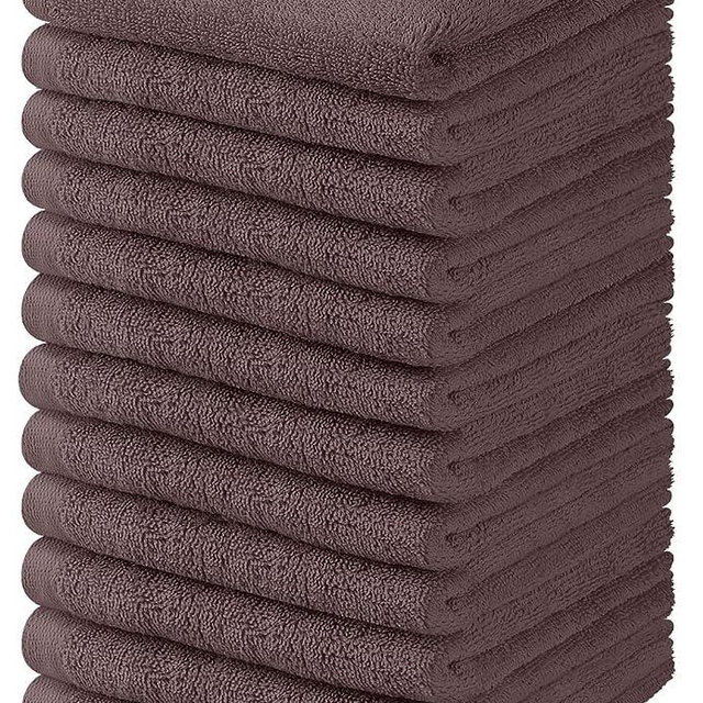 Towel and Linen Mart 100% Cotton - Wash Cloth Set - Flannel Face Cloths, Highly Absorbent and Super Soft Feel Fingertip Towels (Grey Pack of 12)