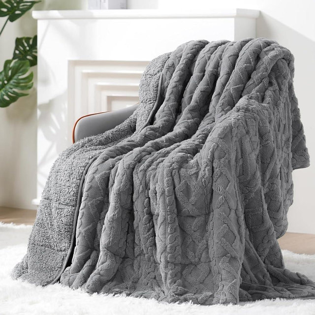 Eazfy Pro Super Soft Fuzzy Sherpa Fleece Weighted Blanket, 15 lbs Dual Sided Fluffy Heavy Weighted Blankets for Adults - No Bunching with Double Layers of Soft Inner Lining (60"x 80", 15 Pounds)