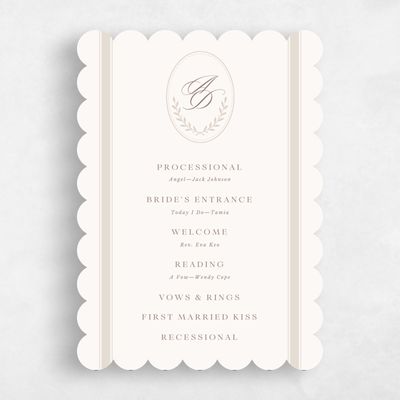 Beige Scalloped Wedding Program - Clyde