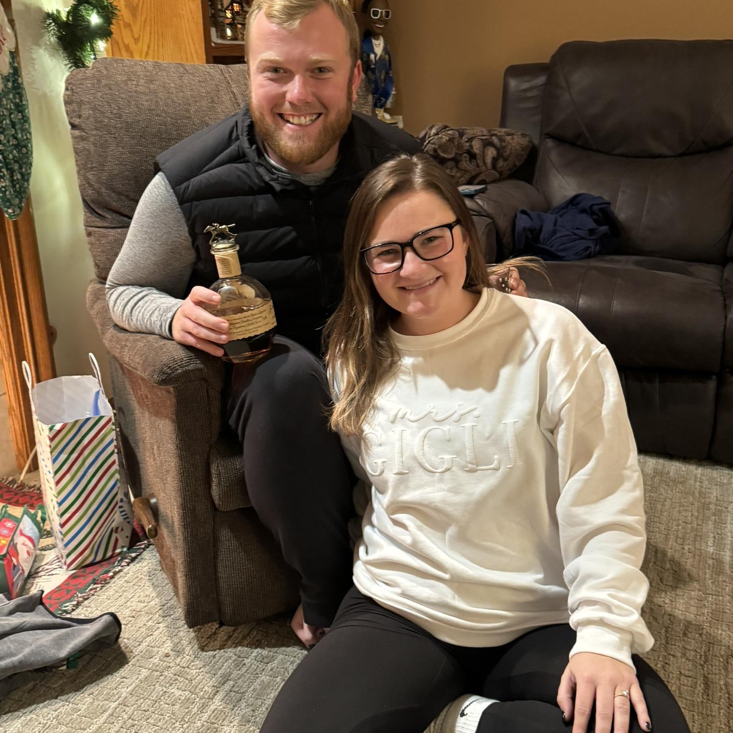 Matt had been saving his bottle of Blanton’s bourbon for a very special occasion their entire relationship. Turns out, asking Kennedy to marry him was the special occasion.
