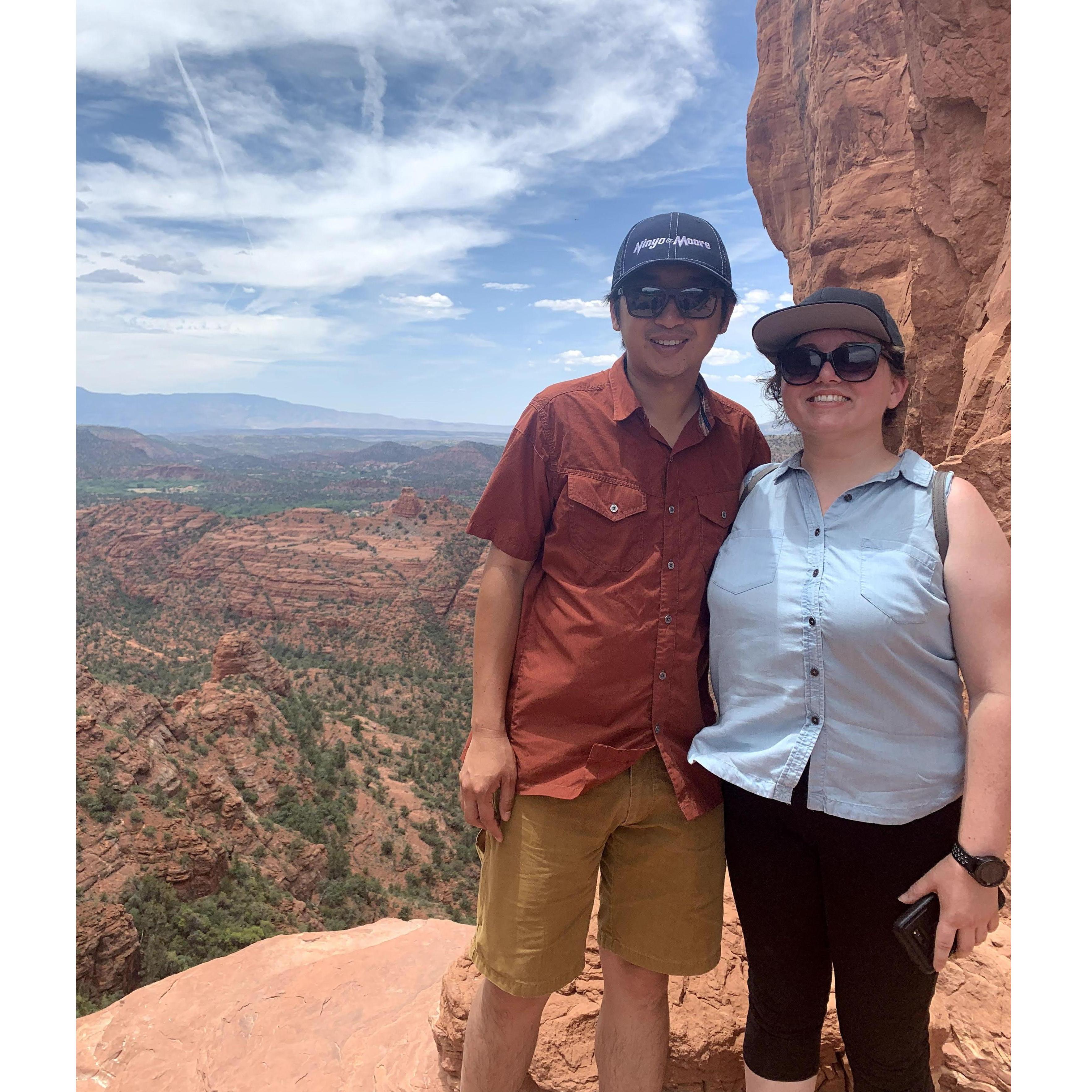 2019 - at the top of Cathedral Rock trail in Sedona, AZ on a Tien family trip