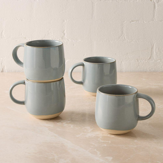 Mill Stoneware Mug, Blue, Set of 4