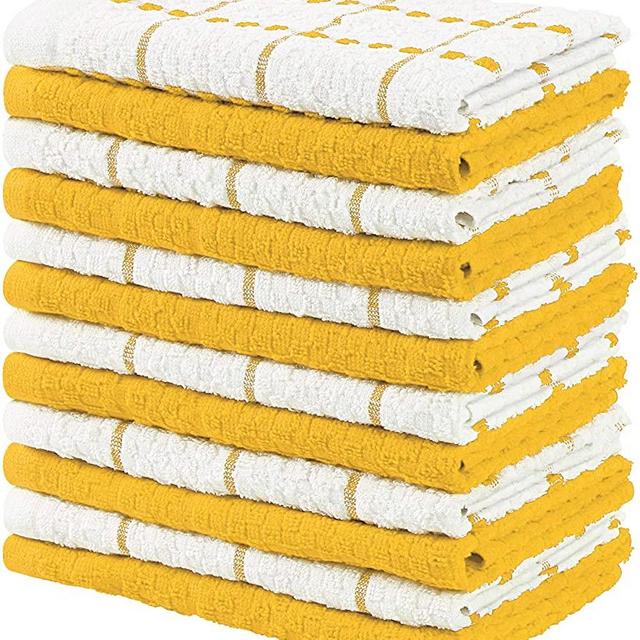 Utopia Towels Kitchen Towels, 15 x 25 Inches, 100% Ring Spun Cotton Super Soft and Absorbent Yellow Dish Towels, Tea Towels and Bar Towels, (Pack of 12)