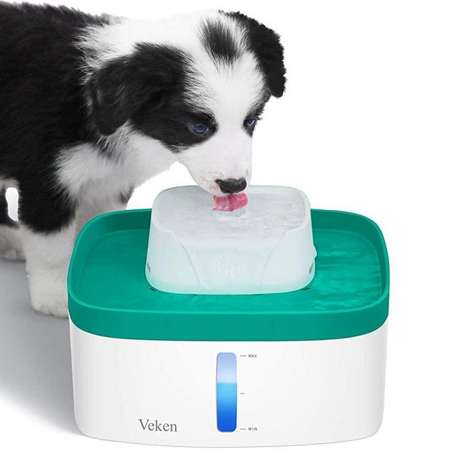 Veken 100oz/3L Pet Fountain, Automatic Cat Water Fountain Dog Water Fountain with LED Lights, 3 Replacement Filters for Cats, Dogs, Multiple Pets