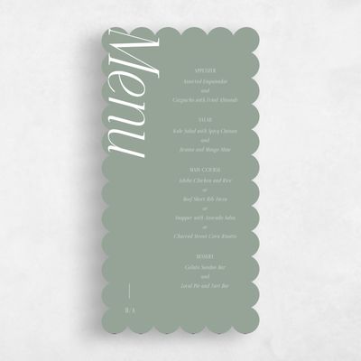 Green Scalloped Wedding Menu - Mycenae
