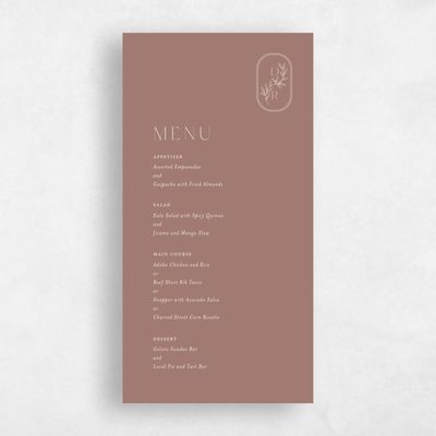 Chestnut, Brown Wedding Menu - Copan