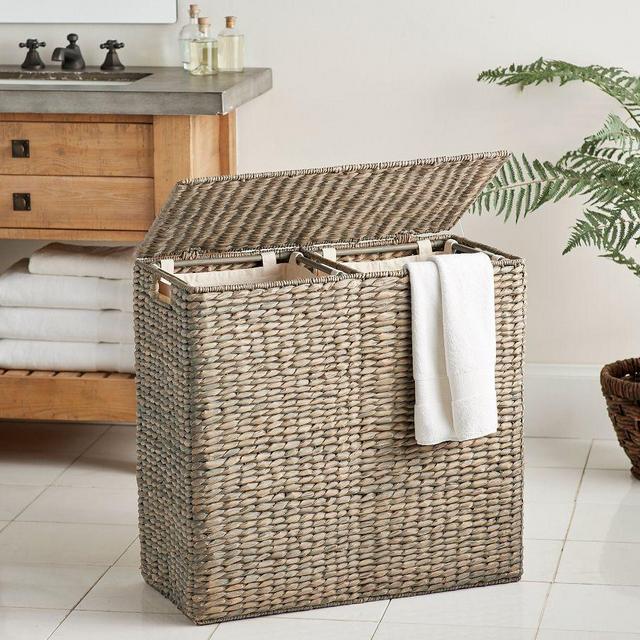 Charleston Seagrass Handcrafted Divided Hamper with Liner