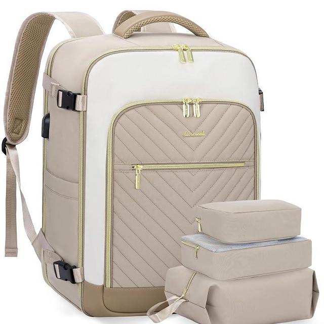 LOVEVOOK Large Travel Backpack for Women, 50L Carry on Backpack Airplane Approved, TSA Personal Item Travel Bag for Women fits 18" Laptop, Waterproof Carry on Bags for airplanes with 3 Packing Cubes