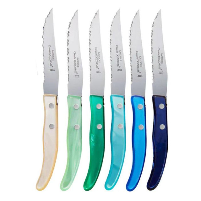 Claude Dozorme Berlingot Blue & Green Steak Knives Set