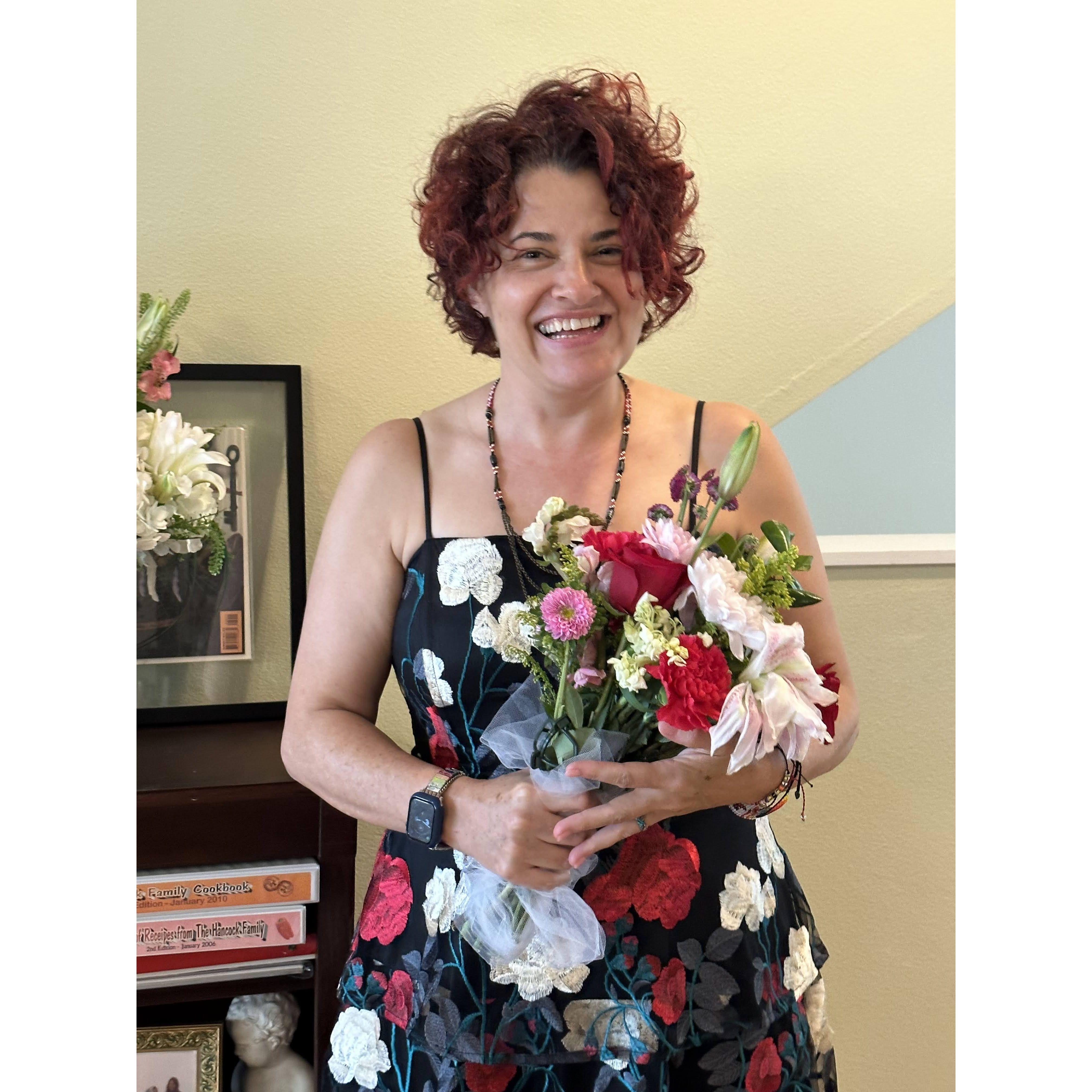 Lily's bouquet is made of flowers received for the wedding (thank you again!)