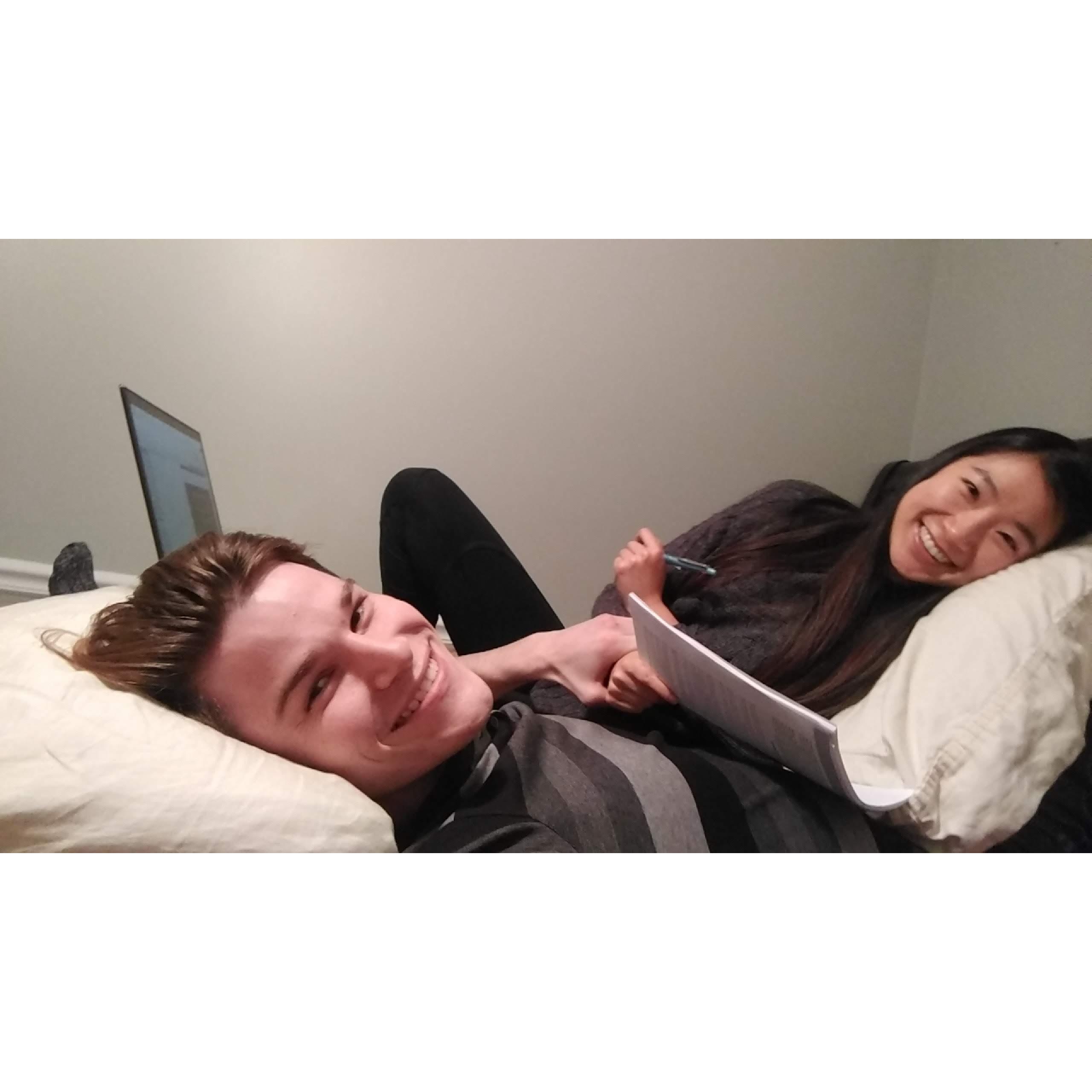 The beginning of our dating relationship-- study date nights :)