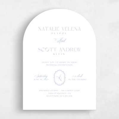 Blue Arch Wedding Invitation - Korina Portrait
