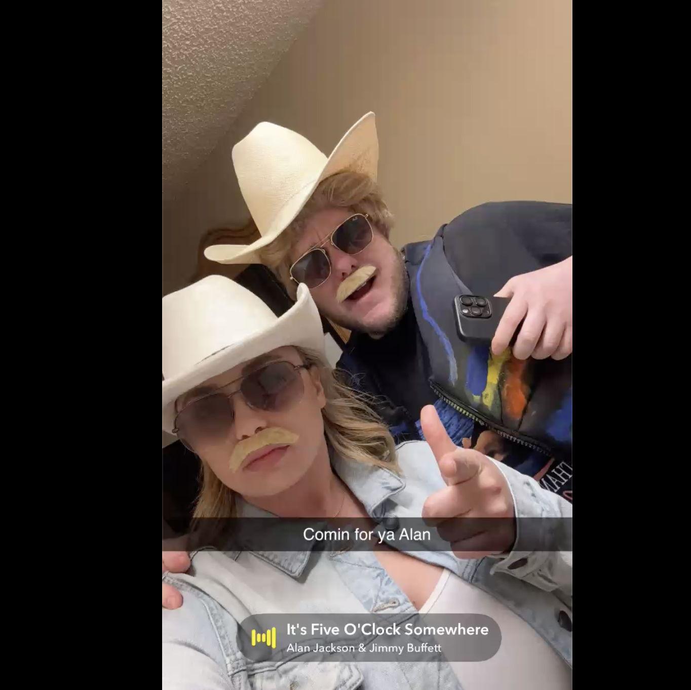 2/15/2025: Our first weekend trip together! We went to the Alan Jackson concert in Dallas & were the only ones dressed up as Alan.... we were havin' a good time!