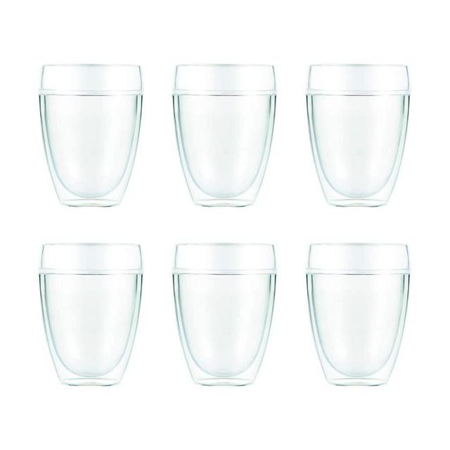 Bodum Pavina Outdoor Shatterproof Double Wall Plastic Tumbler 6-Pack, 12 Ounce, Clear