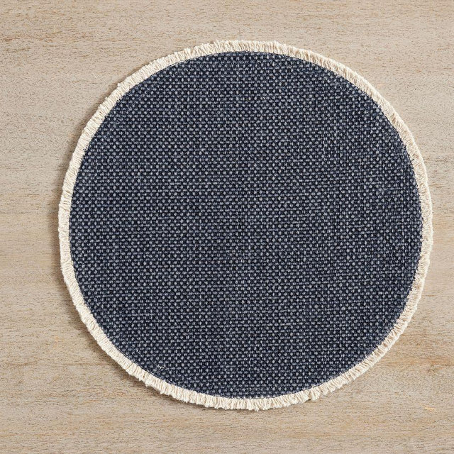 Mason Fringe Round Placemats, Set of 4 - Indigo