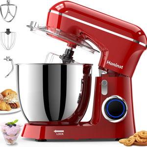 Stand Mixer, 6.5QT 10-Speed Tilt-Head Electric Stand Mixer, 3-In-1 Kitchen Mixer with Bowl, Dough Hook, Whisk and Beater, Food Mixer for Baking, Cake and Most Home Cooks, Red