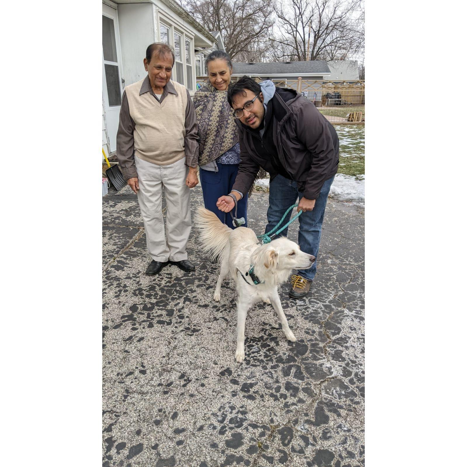 The day we adopted our Rocklee-Barfi/RLB. This was a big day as both of us were involved together and this picture was shot when we went to meet Nilay's parents with the dog.