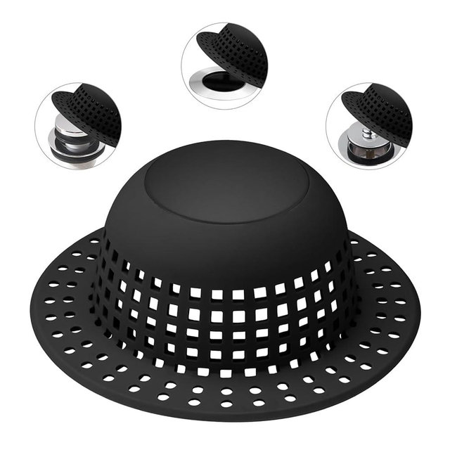 Aluvor Shower Drain Hair Catcher, Bathtub Drain Cover Foldable Silicone Shower & Tub Protector for Pop-Up & Regular Drains