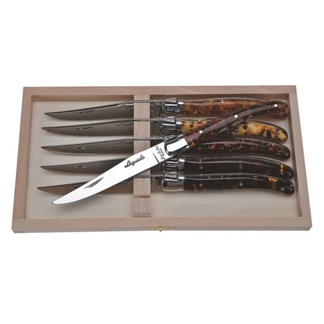Jean Dubost Steak Knives with Acrylic Tortoiseshell Handles