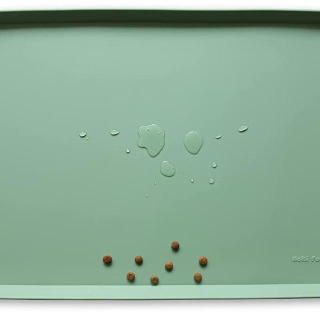 Hoki Found L Silicone Pet Food Mats Tray - Non Slip Pet Dog Cat Bowl Mats Placemat - Dog Pet Cat Feeding Mat - Waterproof Dog Cat Food Mats -Pet Water Mats for Carpet -Jade
