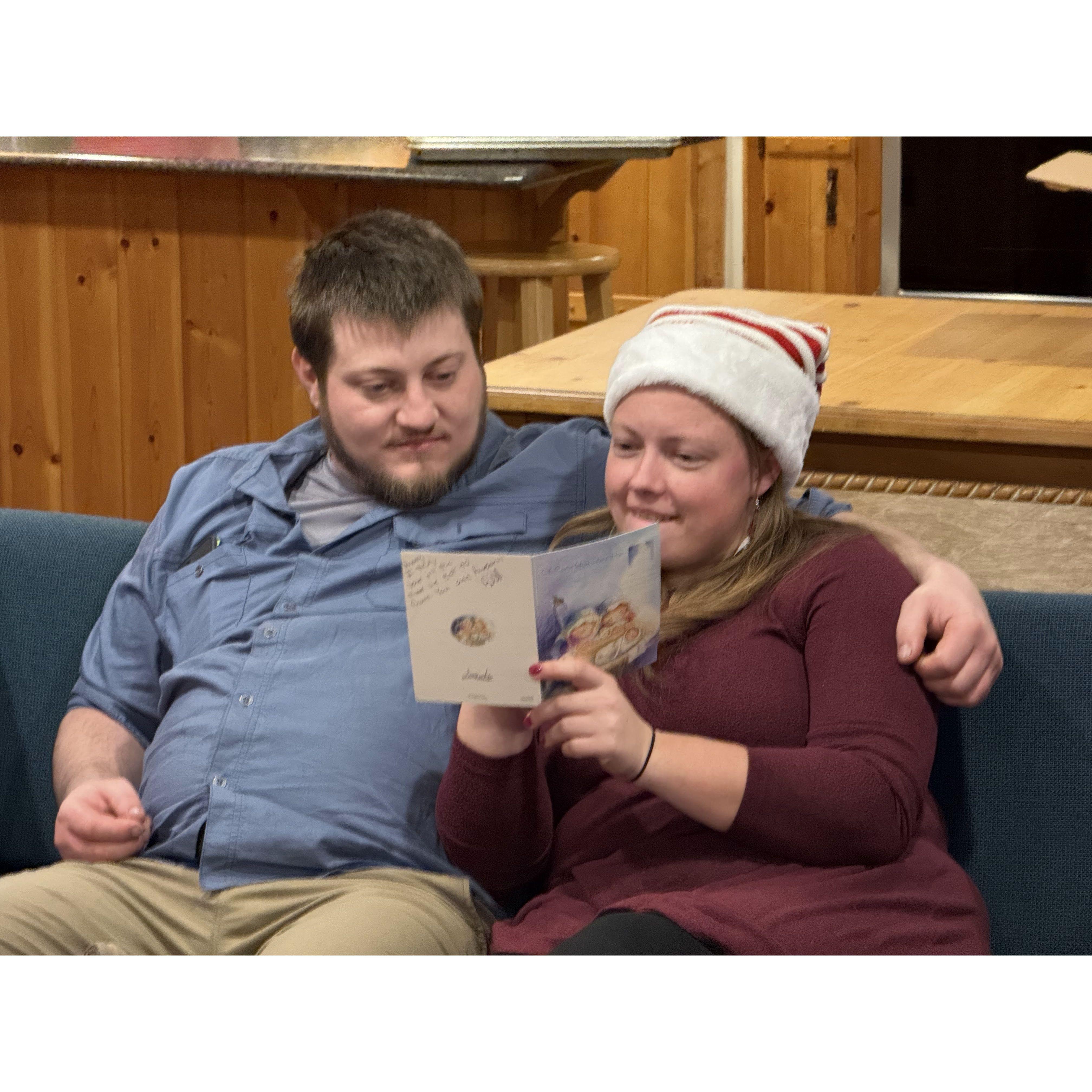 Christmas cards from our Timber Bay coworkers and kiddos! Two hours before Kyle proposed and Anna had no idea it was coming ;)