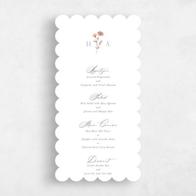 White Scalloped Wedding Menu - Marlowe