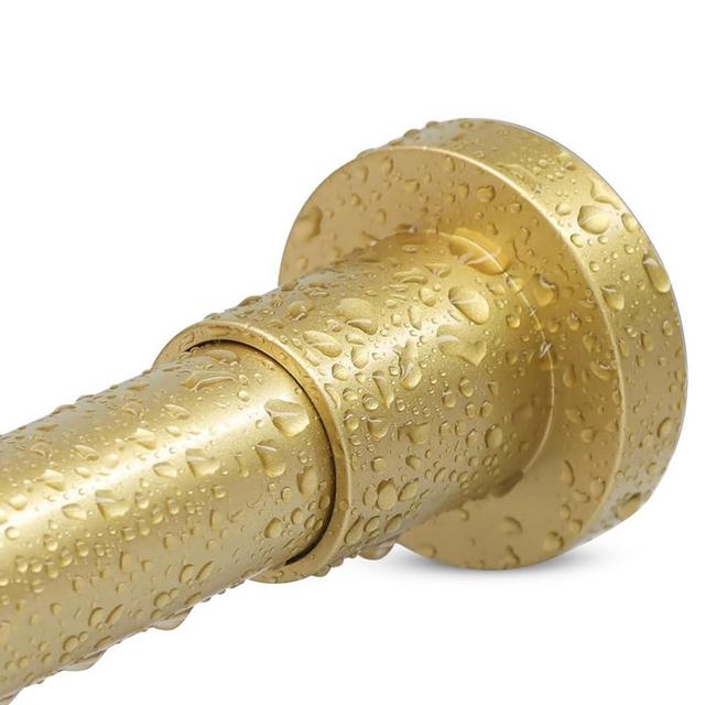 YNL Gold Shower Curtain Rod 32-80 Inch(2.7-6.6ft), Non-Slip, Never Rust, Stainless Steel No Drill Spring Tension Shower Rod, Telescoping Curtain Rod for Bathroom＆Window