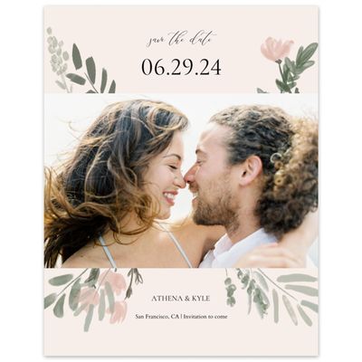 Beige Bordered Wedding Digital Save the Date - Oaklyn Photo