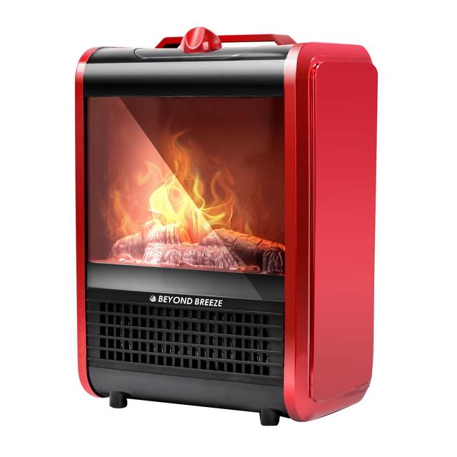 BEYOND BREEZE Electric Fireplace Heater, 1200W Portable Space Heater, Small Fireplace with Realistic 3D Flame Effect, Overheating Safety Protection, Quiet and Safe for Indoor Use Office Bedroom